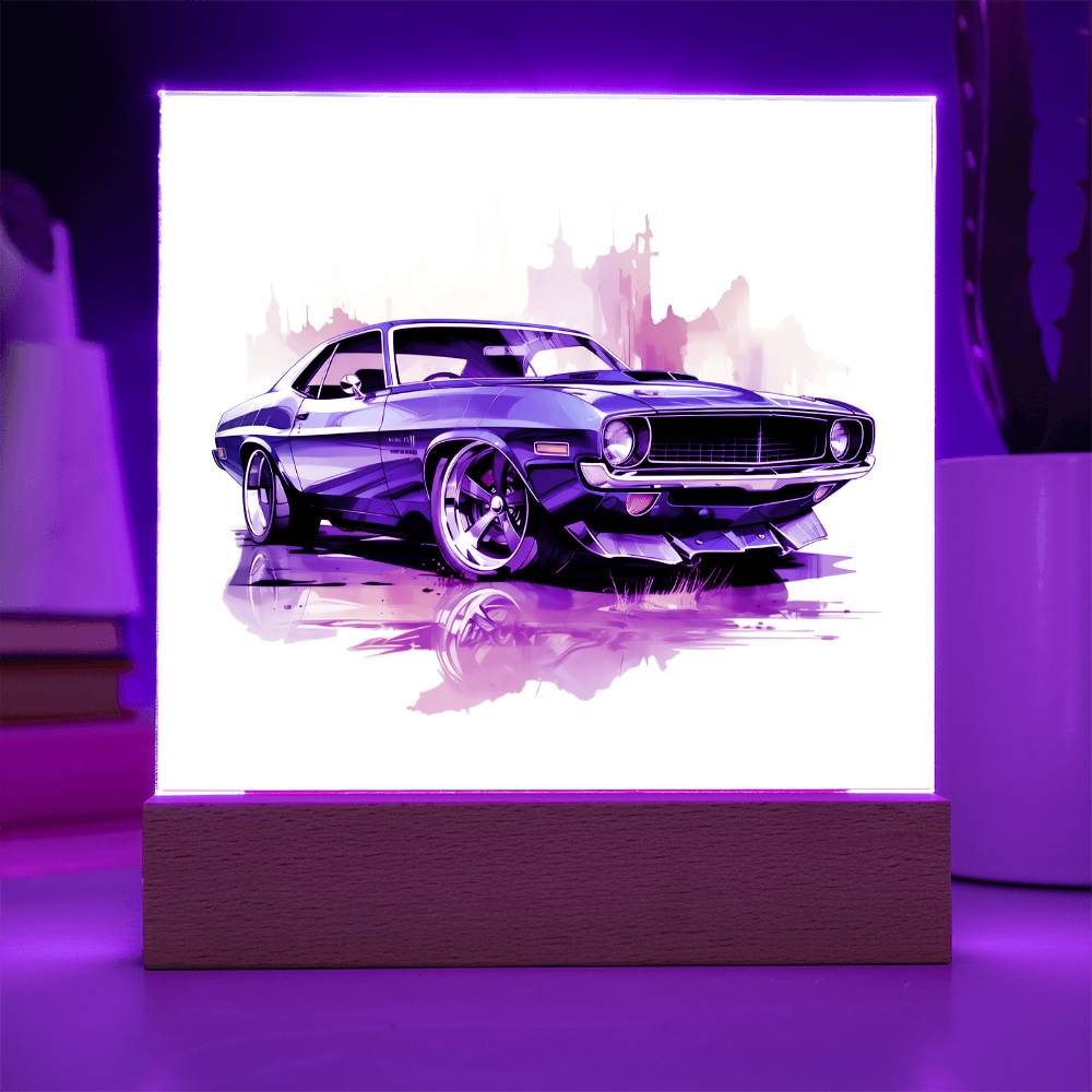 Muscle Car 03 - Square Acrylic Plaque With LED Base