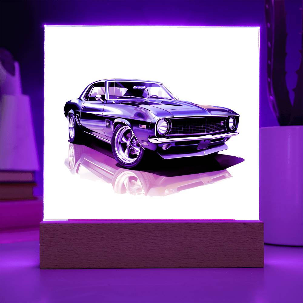 Muscle Car 11 - Square Acrylic Plaque With LED Base