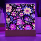 Mexican Floral Fiesta Pattern 030 - Square Acrylic Plaque With LED Base