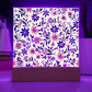 Mexican Floral Fiesta Pattern 006 - Square Acrylic Plaque With LED Base