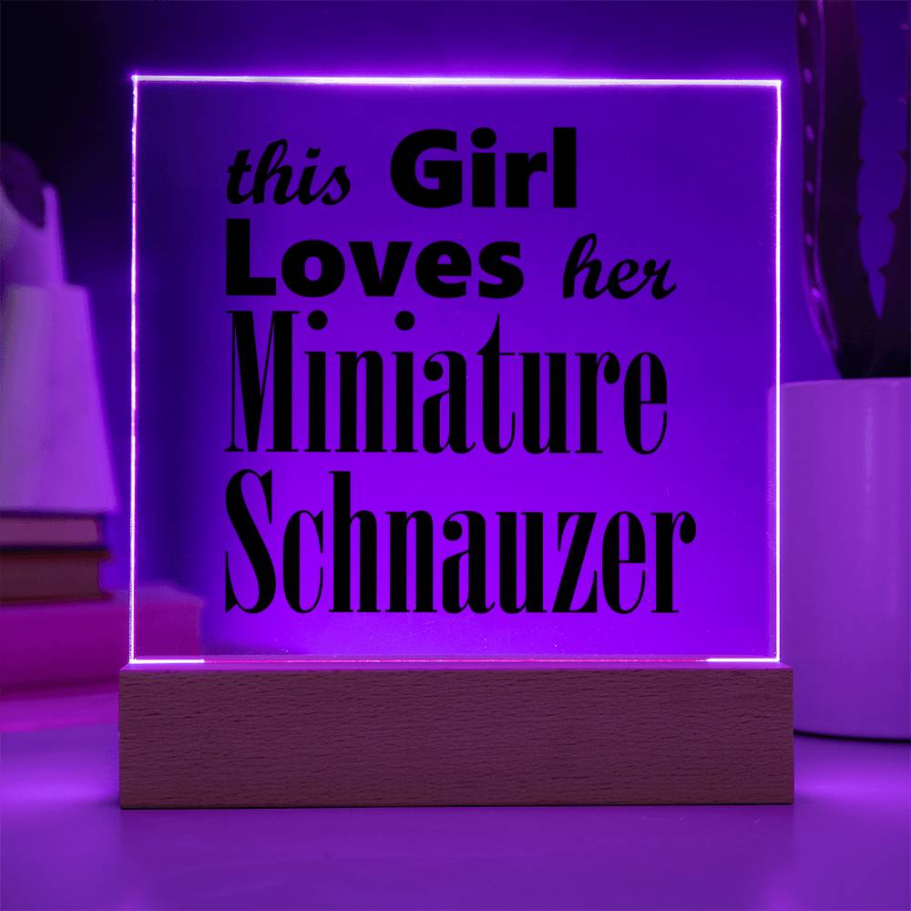 Miniature Schnauzer - Square Acrylic Plaque With LED Base