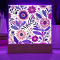 Mexican Floral Fiesta Pattern 023 - Square Acrylic Plaque With LED Base