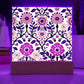 Mexican Floral Fiesta Pattern 043 - Square Acrylic Plaque With LED Base