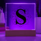 Magnolia Mandala Alphabet Letter S - Square Acrylic Plaque With LED Base