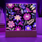 Mexican Floral Fiesta Pattern 035 - Square Acrylic Plaque With LED Base