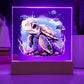 Cute Sea Turtle 002 - Square Acrylic Plaque With LED Base