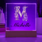 Michelle (Lavender Flowers) - Square Acrylic Plaque With LED Base