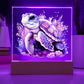 Cute Sea Turtle 012 - Square Acrylic Plaque With LED Base