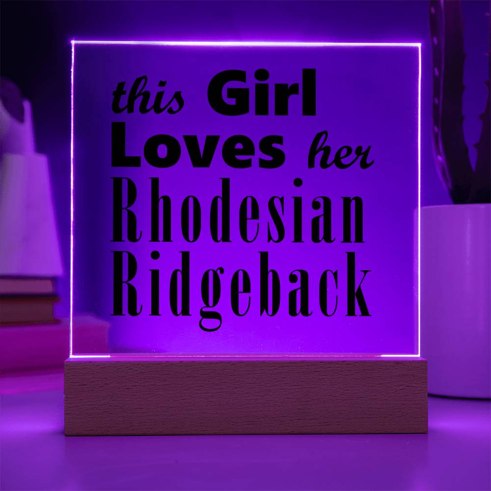 Rhodesian Ridgeback - Square Acrylic Plaque With LED Base