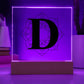Magnolia Mandala Alphabet Letter D - Square Acrylic Plaque With LED Base