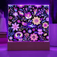 Mexican Floral Fiesta Pattern 055 - Square Acrylic Plaque With LED Base