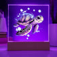 Cute Sea Turtle 005 - Square Acrylic Plaque With LED Base