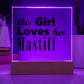 Mastiff - Square Acrylic Plaque With LED Base