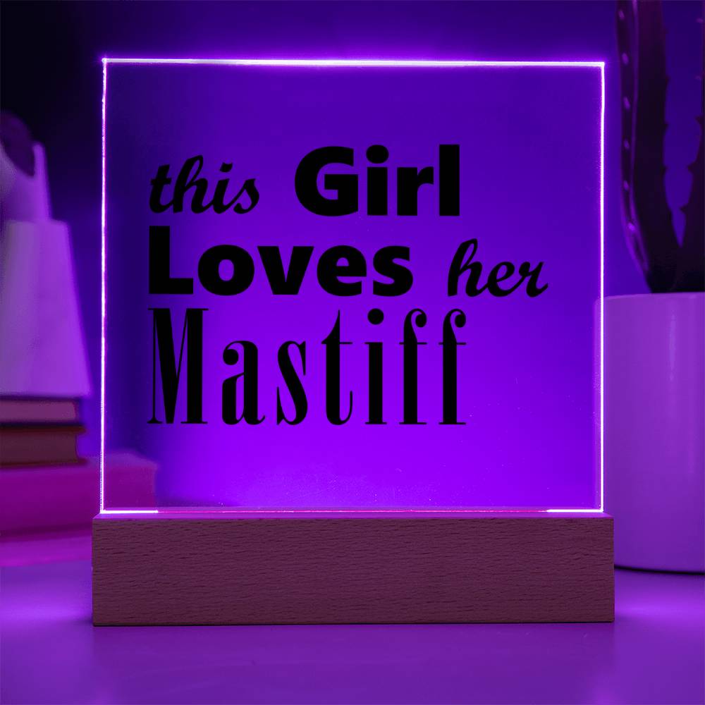 Mastiff - Square Acrylic Plaque With LED Base