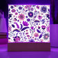 Mexican Floral Fiesta Pattern 015 - Square Acrylic Plaque With LED Base