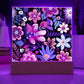 Mexican Floral Fiesta Pattern 054 - Square Acrylic Plaque With LED Base