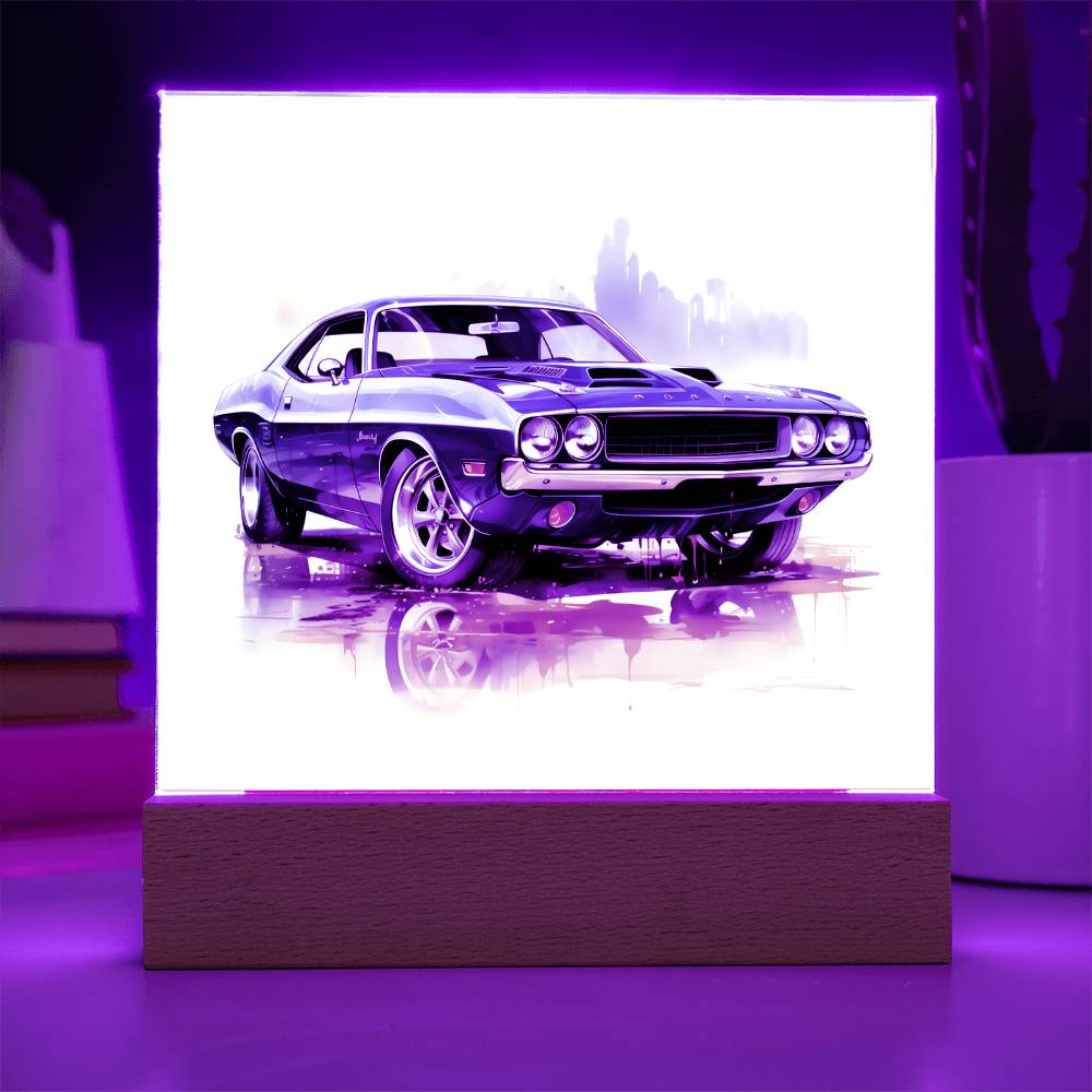 Muscle Car 02 - Square Acrylic Plaque With LED Base
