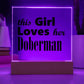Doberman - Square Acrylic Plaque With LED Base