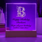 Happy Birthday Barbara (Lavender Flowers) - Square Acrylic Plaque With LED Base
