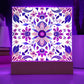 Mexican Floral Fiesta Pattern 069 - Square Acrylic Plaque With LED Base