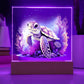 Cute Sea Turtle 006 - Square Acrylic Plaque With LED Base