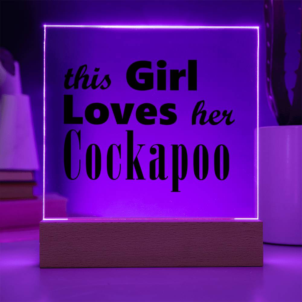 Cockapoo - Square Acrylic Plaque With LED Base