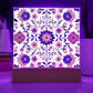 Mexican Floral Fiesta Pattern 016 - Square Acrylic Plaque With LED Base