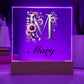 Mary (Sunflowers) - Square Acrylic Plaque With LED Base
