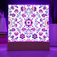 Mexican Floral Fiesta Pattern 027 - Square Acrylic Plaque With LED Base