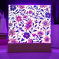 Mexican Floral Fiesta Pattern 012 - Square Acrylic Plaque With LED Base
