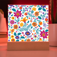 Mexican Floral Fiesta Pattern 013 - Square Acrylic Plaque With LED Base