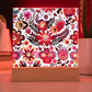 Mexican Floral Fiesta Pattern 051 - Square Acrylic Plaque With LED Base