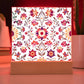 Mexican Floral Fiesta Pattern 027 - Square Acrylic Plaque With LED Base