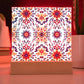 Mexican Floral Fiesta Pattern 070 - Square Acrylic Plaque With LED Base