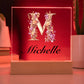 Michelle (Lavender Flowers) - Square Acrylic Plaque With LED Base