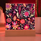Mexican Floral Fiesta Pattern 059 - Square Acrylic Plaque With LED Base