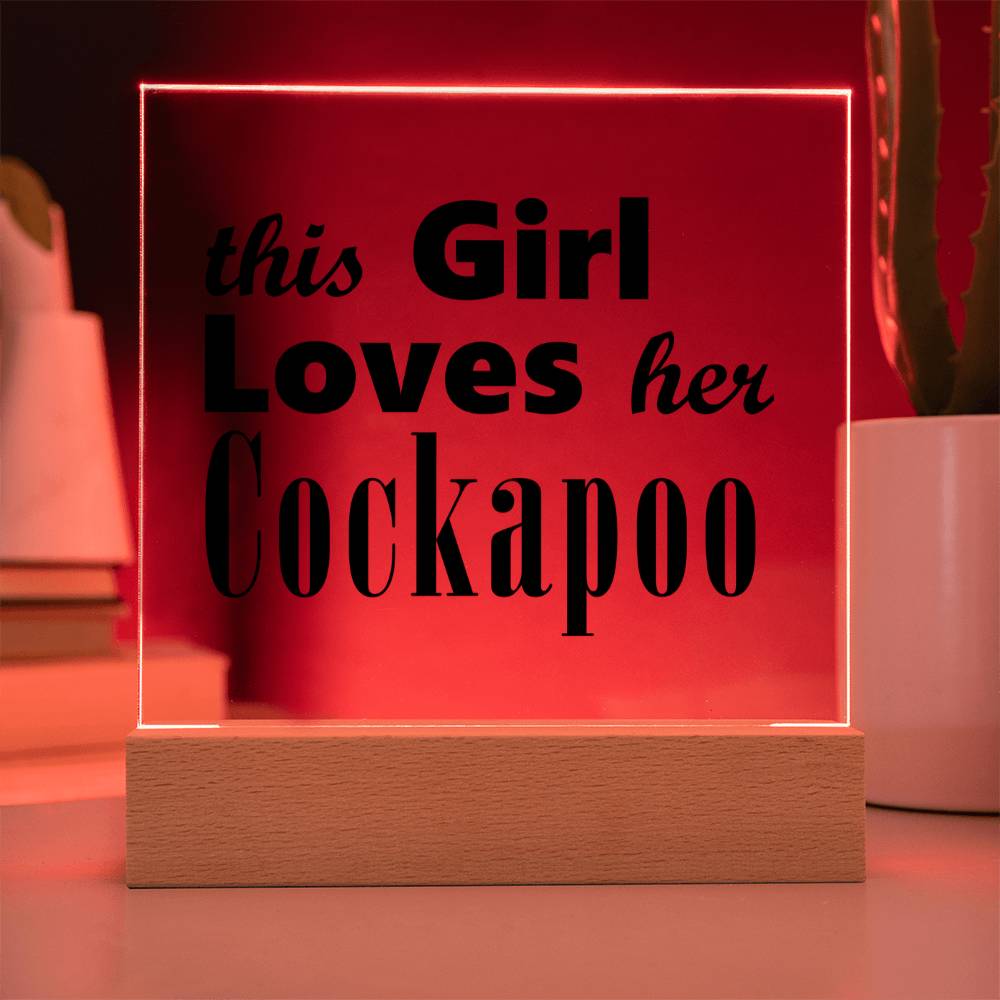 Cockapoo - Square Acrylic Plaque With LED Base