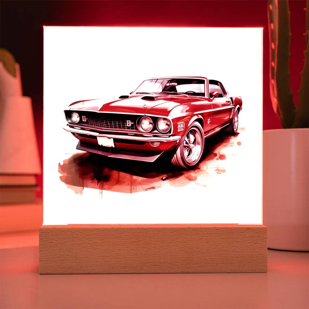 Muscle Car 07 - Square Acrylic Plaque With LED Base