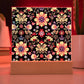 Mexican Floral Fiesta Pattern 066 - Square Acrylic Plaque With LED Base
