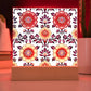 Mexican Floral Fiesta Pattern 044 - Square Acrylic Plaque With LED Base