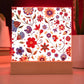 Mexican Floral Fiesta Pattern 014 - Square Acrylic Plaque With LED Base