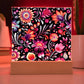 Mexican Floral Fiesta Pattern 057 - Square Acrylic Plaque With LED Base