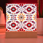 Mexican Floral Fiesta Pattern 041 - Square Acrylic Plaque With LED Base