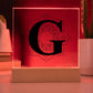 Magnolia Mandala Alphabet Letter G - Square Acrylic Plaque With LED Base