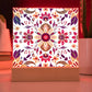Mexican Floral Fiesta Pattern 069 - Square Acrylic Plaque With LED Base