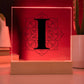 Magnolia Mandala Alphabet Letter I - Square Acrylic Plaque With LED Base