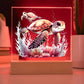Cute Sea Turtle 009 - Square Acrylic Plaque With LED Base