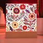 Mexican Floral Fiesta Pattern 023 - Square Acrylic Plaque With LED Base
