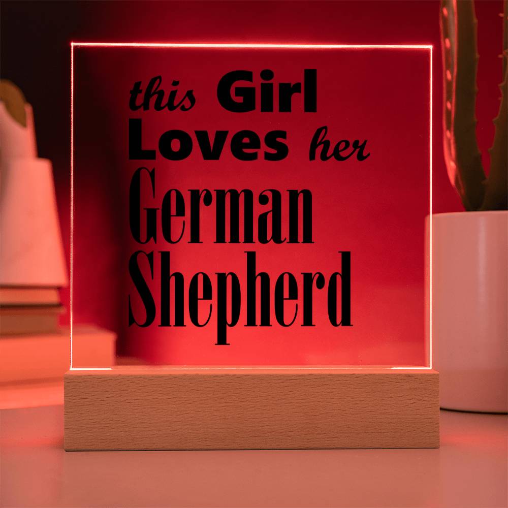 German Shepherd - Square Acrylic Plaque With LED Base