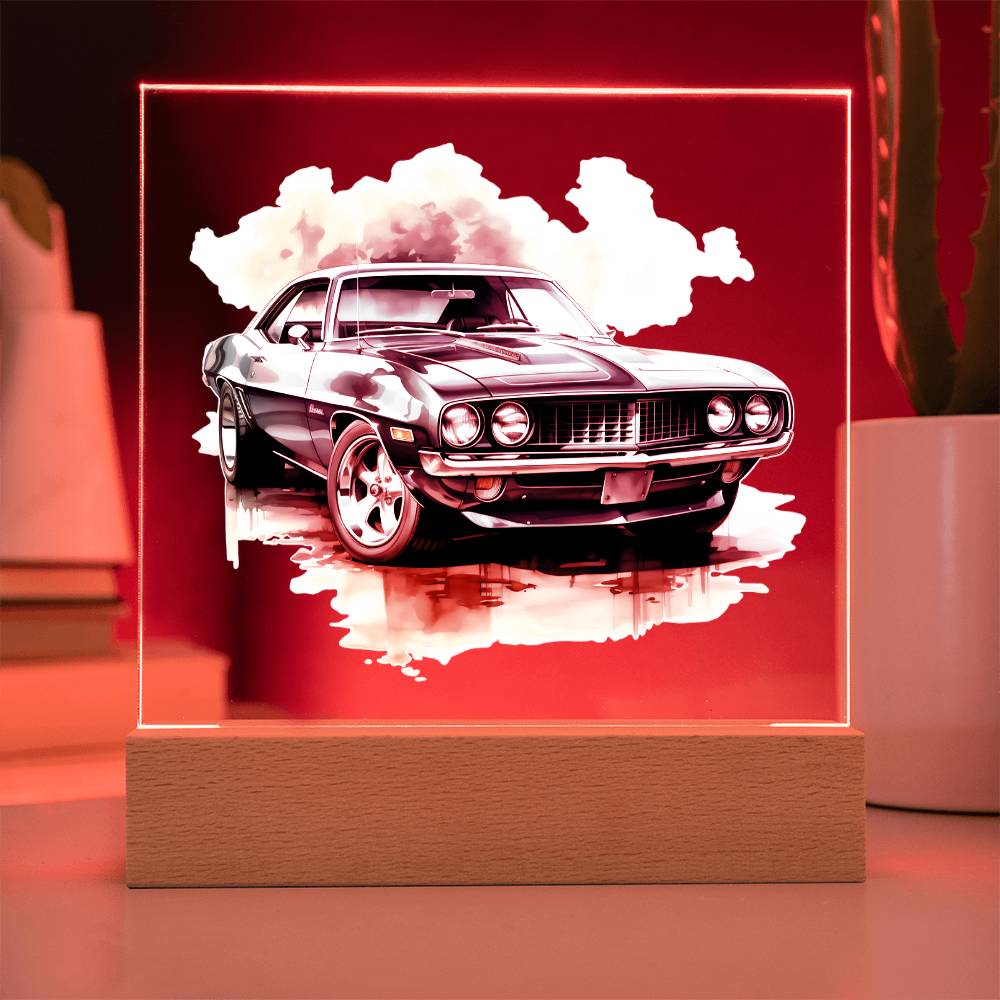 Muscle Car 13 - Square Acrylic Plaque With LED Base